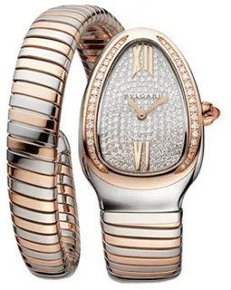 Bulgari Serpenti Tubogas 103150 SP 35 SPG 35mm Stainless steel and 18k rose gold Full pave diamond