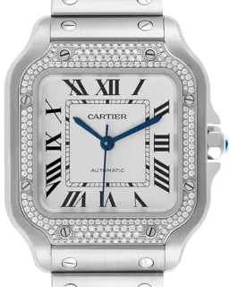 Cartier Santos de Cartier 35mm Stainless steel and Diamond Silver