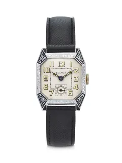 Bulova Enamel and 14k white gold Silver