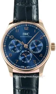 IWC Portuguese Perpetual Calendar IW344205 Yellow gold Blue