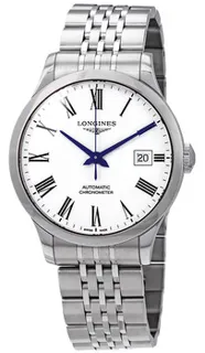 Longines Record L2.820.4.11.6 38.5mm Stainless steel White