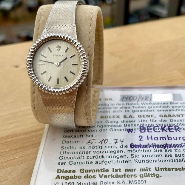 Rolex Cellini 1400/48/9075 White gold Silver 1974 Germany