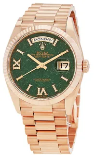 Rolex Day-Date 128235-0068 36mm Rose gold Green