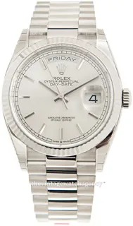 Rolex Day-Date 36 128239-0005 White gold Silver