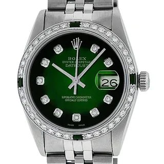 Rolex Datejust Stainless steel and 18k white gold Green