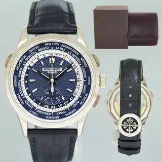 Patek Philippe World Time Chronograph 5930G 39mm White gold Blue