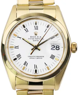 Rolex Oyster Perpetual Date 1500 18k yellow gold White