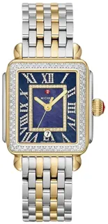 Michele Deco Madison MWW06T000239 18K Gold Plated$Stainless Steel White and Midnight blue