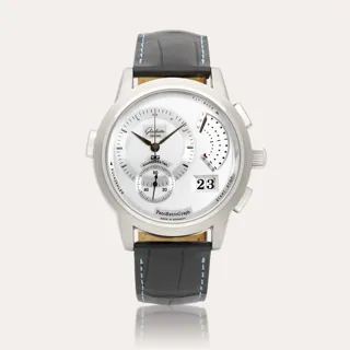 Glashütte PanoRetroGraph 18k white gold Silver