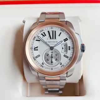 Cartier Calibre de Cartier W7100036 42mm Rose gold and Stainless steel Silver