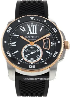 Cartier Calibre de Cartier W7100055 42mm Rose gold and Stainless steel Black