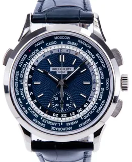 Patek Philippe World Time Chronograph 5930G-010 39.5mm White gold Blue