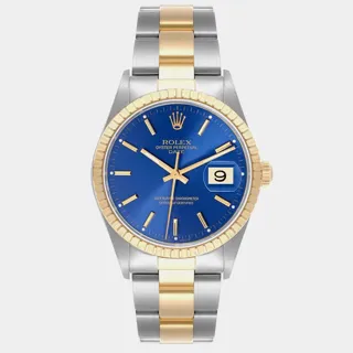 Rolex Oyster Perpetual Date 15223 Yellow gold and Stainless steel Blue