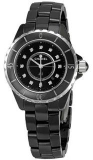 Chanel J12 Diamonds H1625 Black ceramic Black