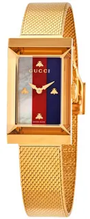 Gucci G-Frame YA147410 Yellow gold and Stainless steel and PVD White$Red$Blue Web Mother of Pearl