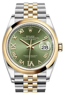 Rolex Datejust 126203-0025 Yellow gold and Stainless steel Green