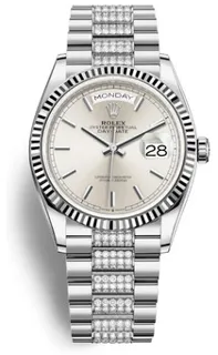 Rolex Day-Date 128239SSDP 18k white gold Silver