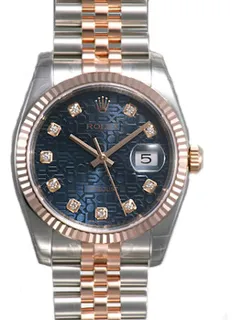 Rolex Oyster Perpetual 116231BLJDJ Stainless steel and Everose gold Blue