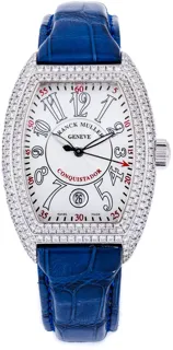 Franck Muller Conquistador 8005 SC D 35mm 18k White Gold$pavu00e9 diamond Silver