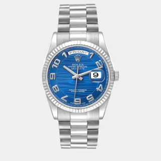 Rolex President 36mm White gold Blue