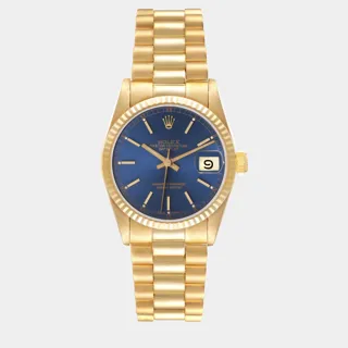 Rolex President 31mm Yellow gold Blue