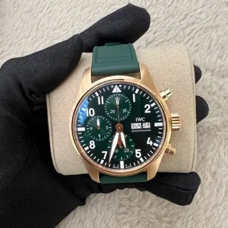 IWC Pilot Chronograph IW388110 41mm Yellow gold Green