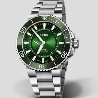 Oris Aquis 01 743 7734 4187-Set 43.5mm Stainless steel Green