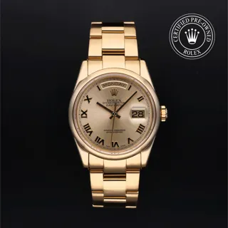 Rolex Day-Date 36 118208-0009 36mm 18k yellow gold Champagne