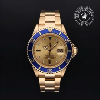 Rolex Submariner 16618 18k yellow gold Champagne