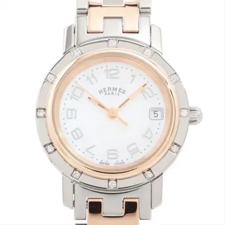 Hermès CL4.222 SS 24mm Stainless steel White