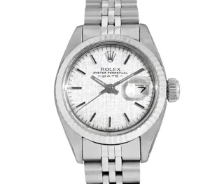 Rolex Date Stainless steel and 14k white gold Silver