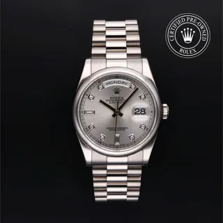 Rolex Day-Date 36 118209-0072 18k white gold Silver