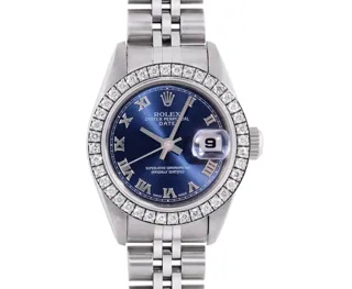 Rolex Date Stainless steel Blue