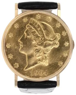 Bueche-Girod $20 Dollar Liberty Head Gold Coin Watch W21532 34mm Yellow gold Golden