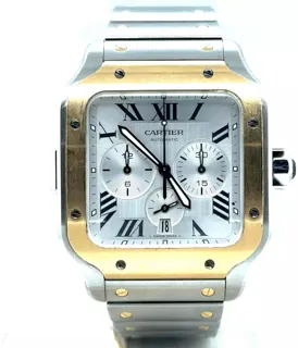 Cartier Santos 43.3mm Yellow gold and Stainless steel Silver