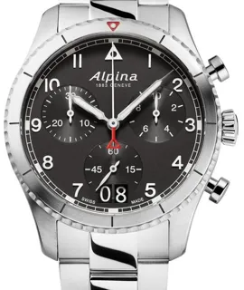 Alpina Startimer AL-372BW4S26B 41mm Stainless steel Black