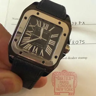 Cartier Santos 100 2878 33mm Stainless steel Black