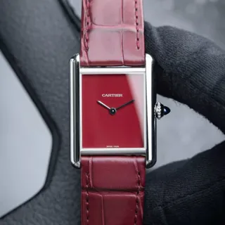 Cartier Tank Must 33.5mm Stainless steel Burgundy