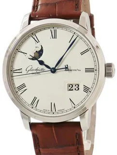 Glashütte Senator Panorama Date Moon Phase 100-04-32-12-50 40mm Stainless steel White