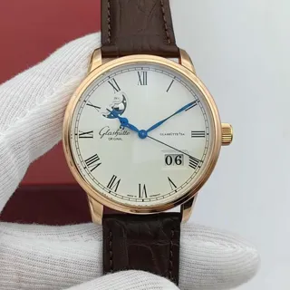 Glashütte Senator Panorama Date Moon Phase 100-04-32-15-04 40mm Rose gold White