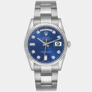 Rolex President 36mm White gold Blue