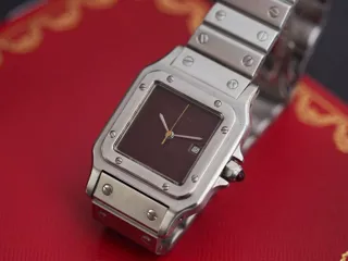 Cartier Santos 2960 29mm Stainless steel Burgundy