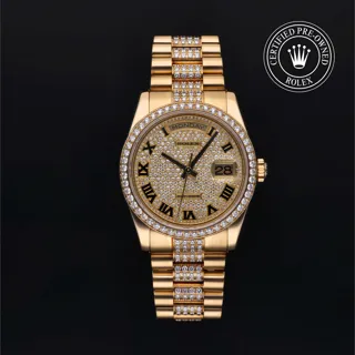 Rolex Day-Date 36 118348 36mm Yellow gold Black