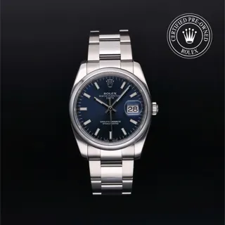 Rolex Oyster Perpetual Date 115200 34mm Stainless steel Blue