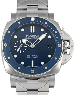 Panerai Submersible PAM02068 42mm Stainless steel Blue