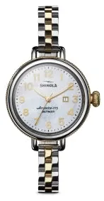 Shinola The Birdy S0120077932 34mm Yellow gold and Stainless steel White