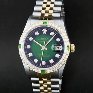 Rolex Datejust Stainless steel and 18k yellow gold Green