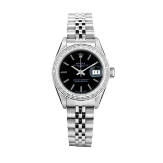 Rolex Date Stainless steel and 18k white gold Black