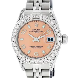 Rolex Date Stainless steel and 18k white gold Salmon