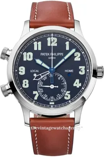 Patek Philippe Calatrava Pilot Travel Time 5524G-001 42mm White gold Blue